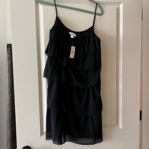 NEW Ann Taylor Loft Black chiffon 20’s flapper Dress Size 10.